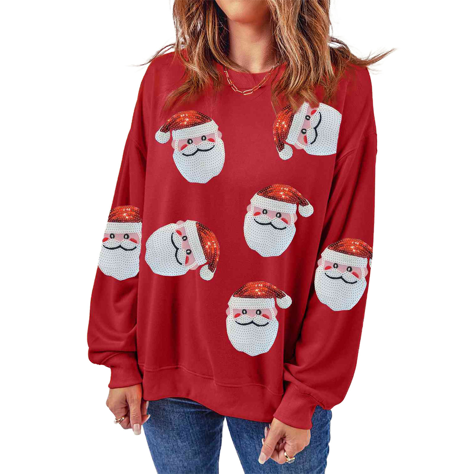 Embroidery Online Designs - Suéter navideño con cuello redondo y