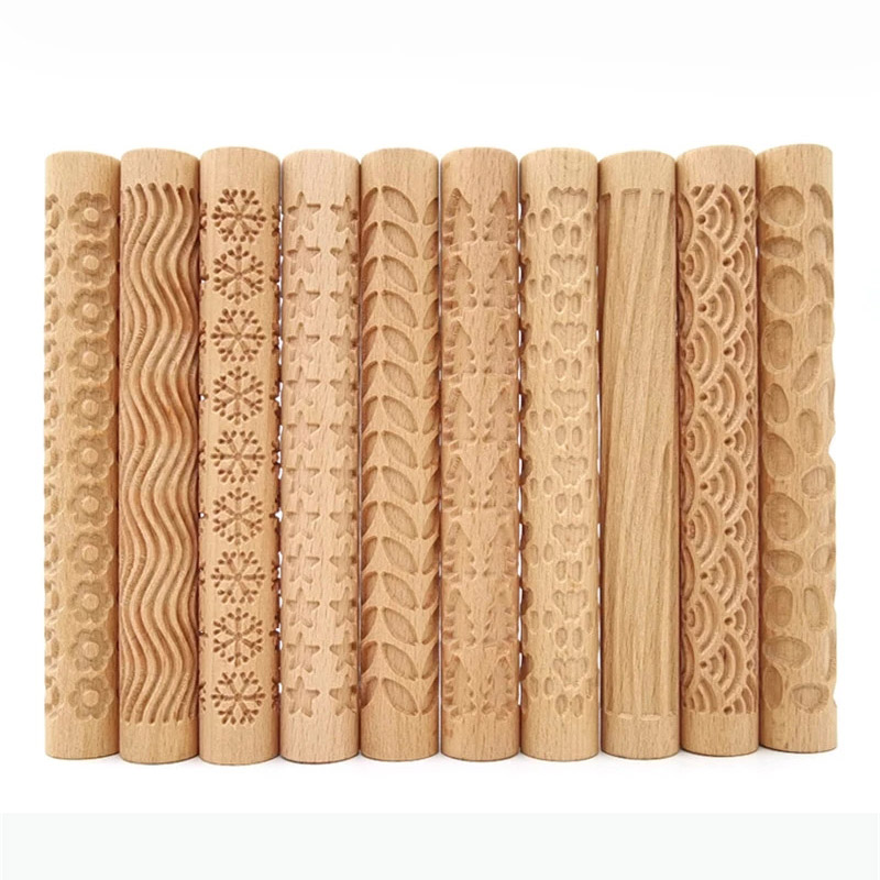 Embroidery Texture - Rodillo de madera con textura para