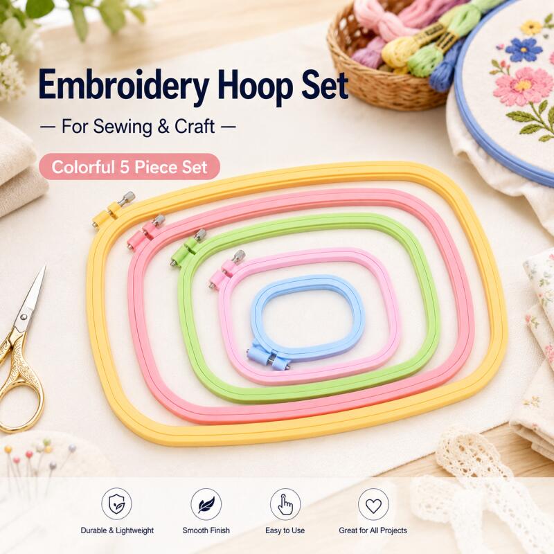 Embroidery Ring Sizes - Juego de aros cuadrados de plástico