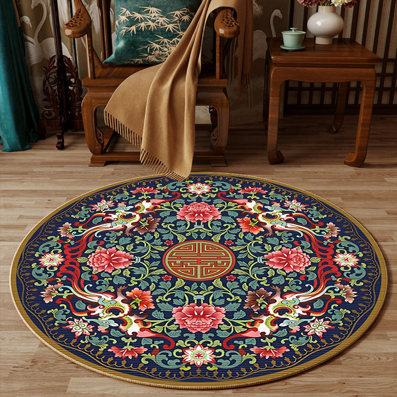 Embroidery Online Designs - Alfombra redonda con diseño de flores