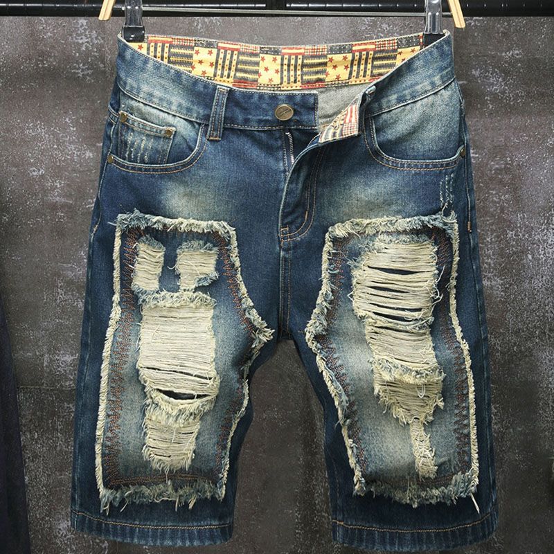 Embroidery Patch - Pantalones cortos vaqueros de cinco pulgadas