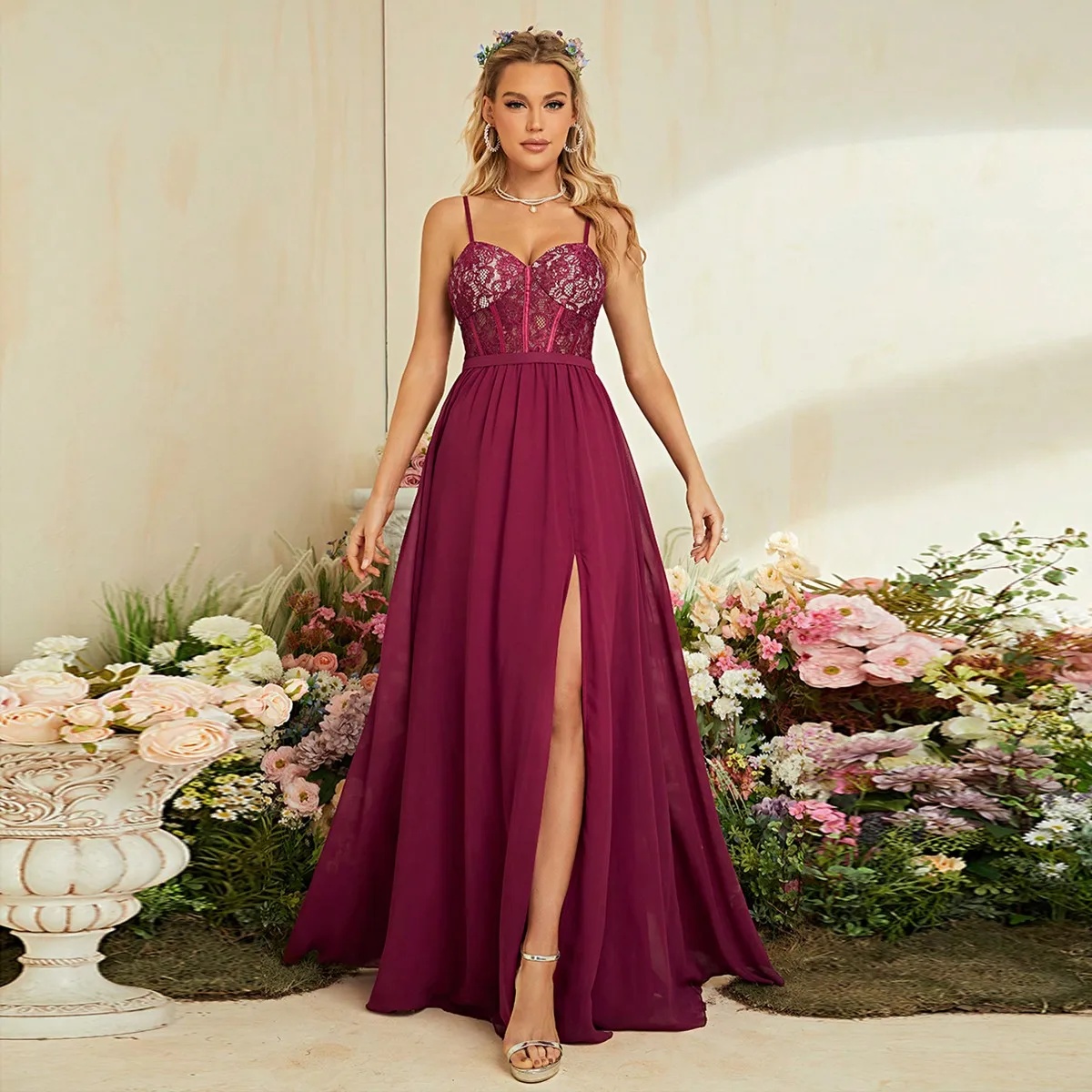 Vestido largo de noche de colo - Embroidery Online Designs reseña y precio