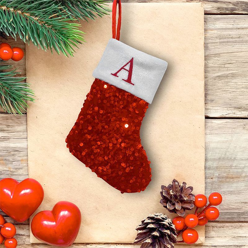 Calcetín navideño rojo de lent - Embroidery Xmas Stocking reseña y precio