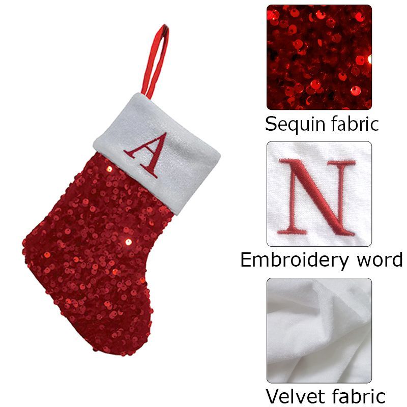 Calcetín navideño rojo de lent - Embroidery Xmas Stocking reseña y precio