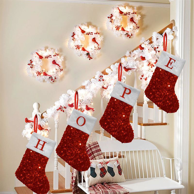 Calcetín navideño rojo de lent - Embroidery Xmas Stocking reseña y precio