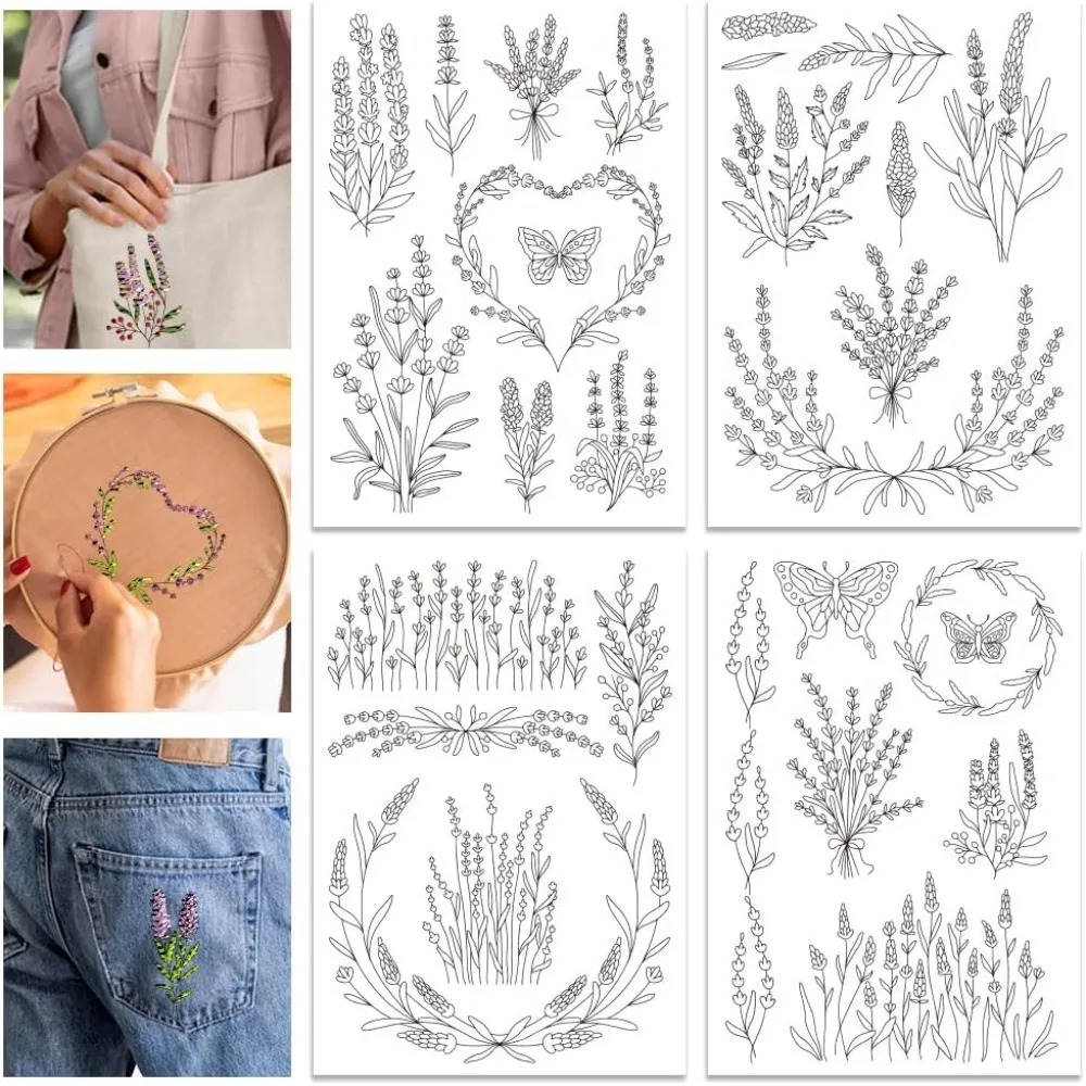4 hojas de lavanda flor maripo - Embroidery Sheet reseña y precio