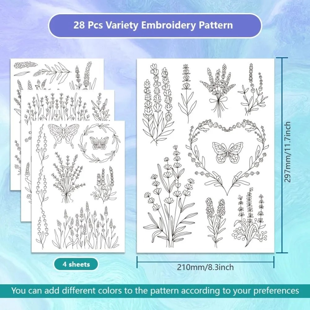4 hojas de lavanda flor maripo - Embroidery Sheet reseña y precio
