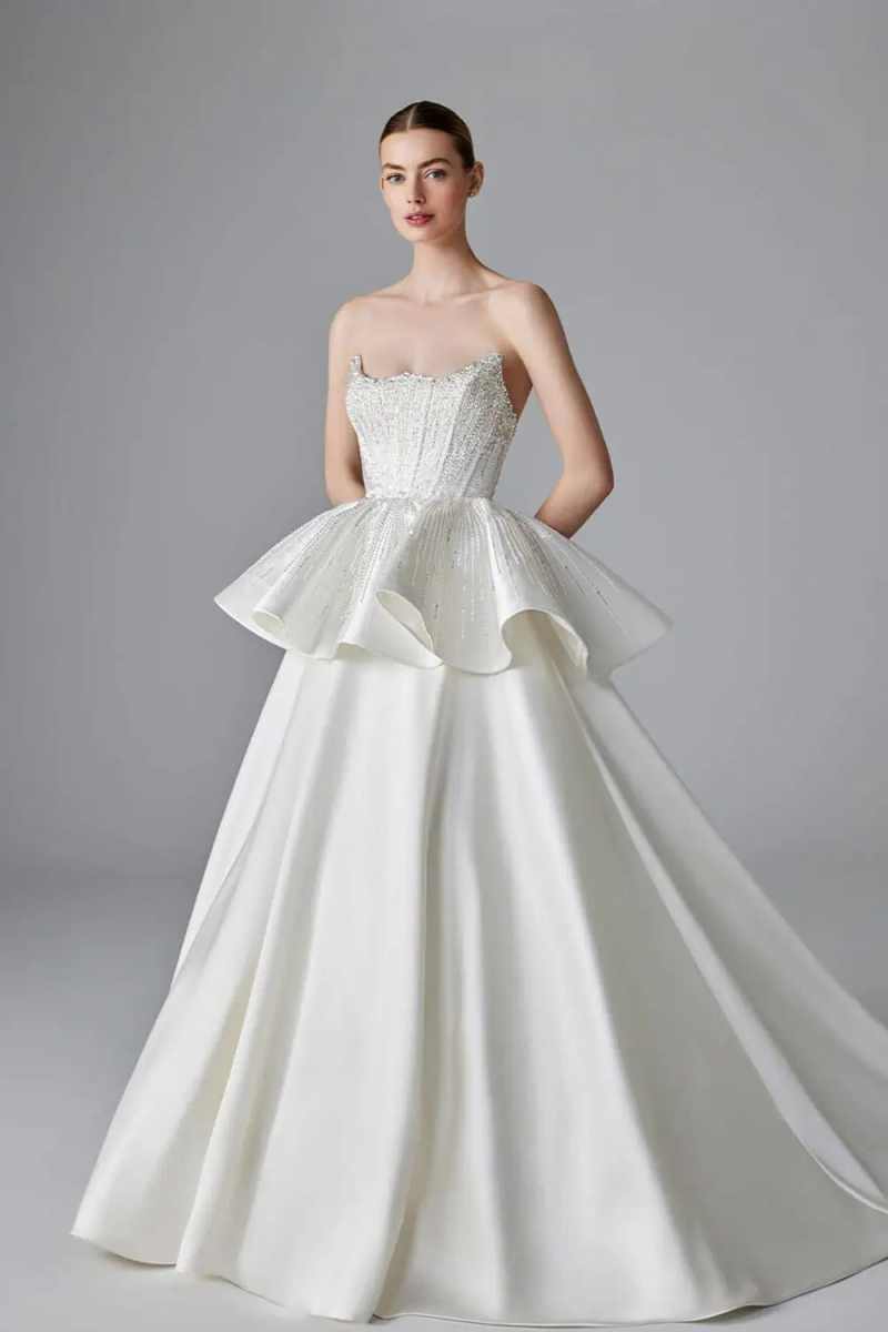 Vestido de novia elegante cort - Embroidery Online Designs reseña y precio