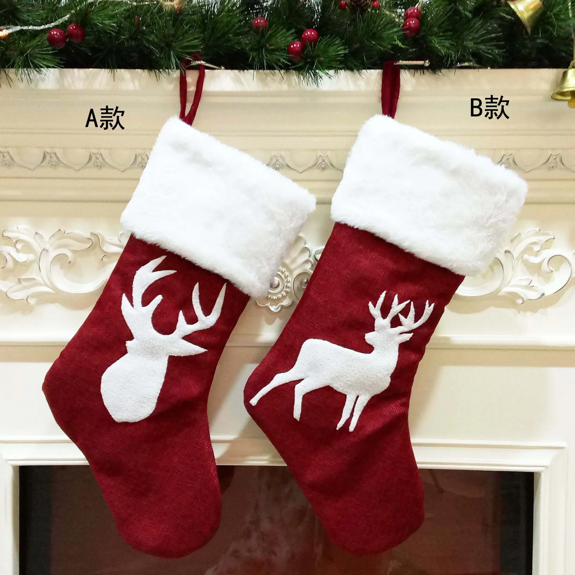 Calcetín Rojo de Santa Claus c - Embroidery Xmas Stocking reseña y precio